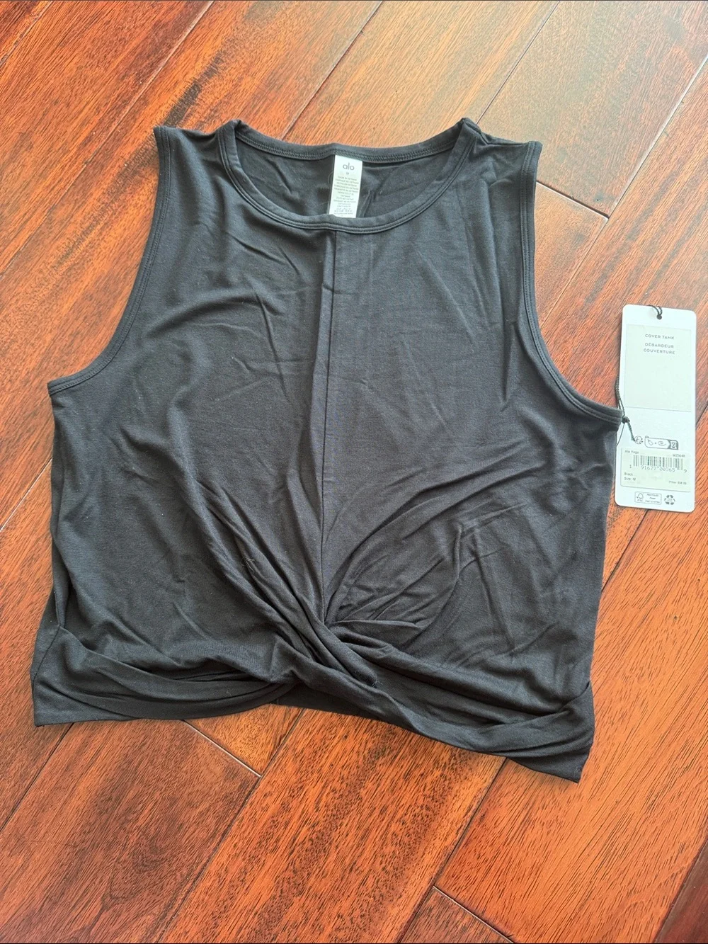 ALO Yoga Black Twist-Knot Cropped Tank